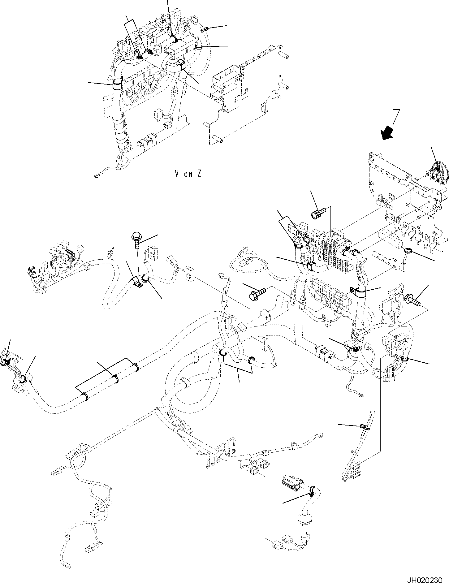 Komatsu parts book diagram for PC170LC-11 S/N F40001 AND UP: CAB, CAB IN PARTS, MAIN WIRING HARNESS CLAMP