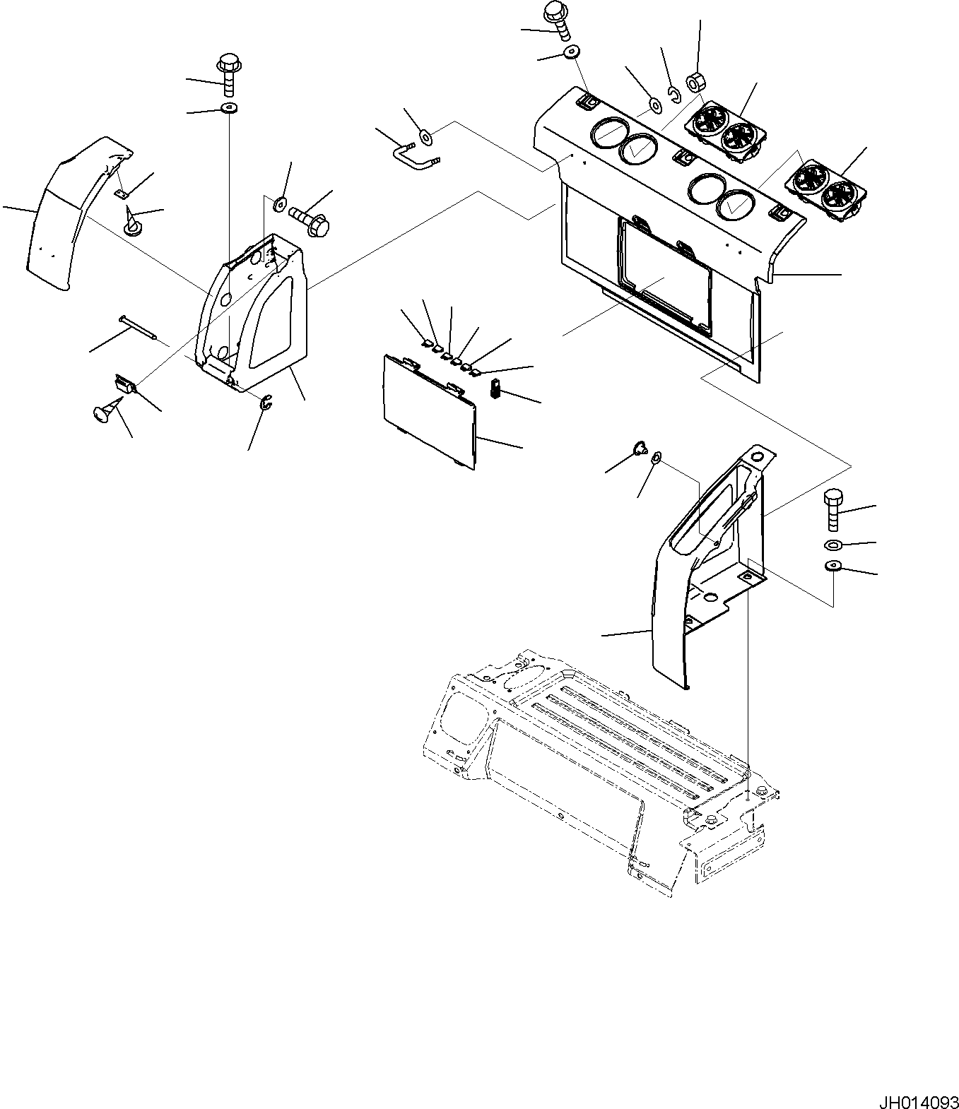 Komatsu parts book diagram for PC170LC-11 S/N F40001 AND UP: CAB, CAB IN PARTS, REAR COVER (1/2)