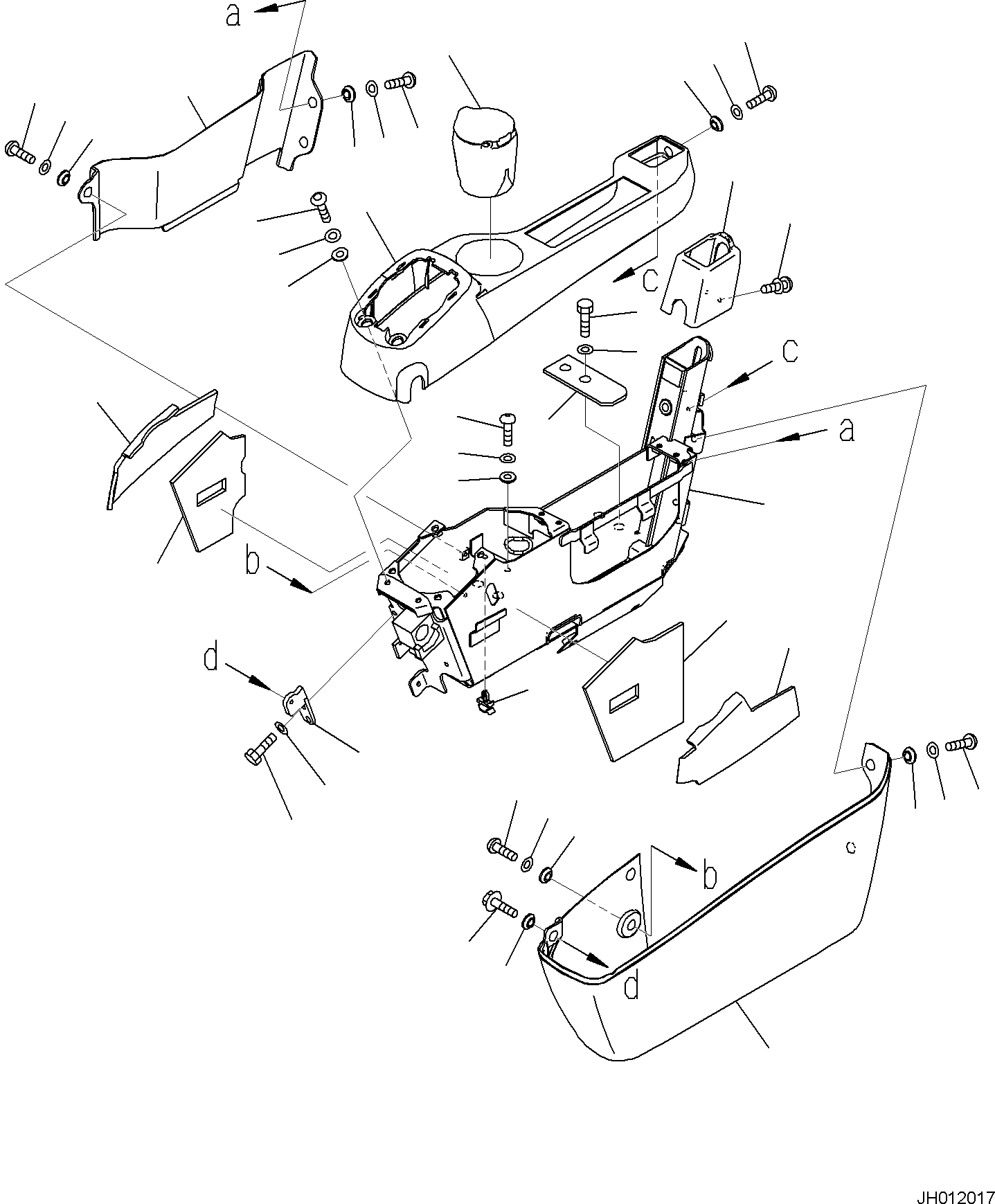 Komatsu parts book diagram for PC170LC-11 S/N F40001 AND UP: CAB, FLOOR, CONSOLE, L.H.