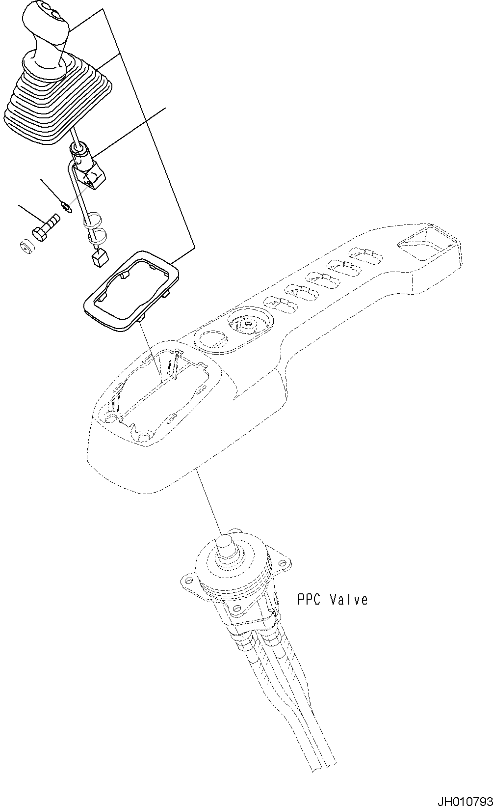 Komatsu parts book diagram for PC170LC-11 S/N F40001 AND UP: CAB, FLOOR, WORK EQUIPMENT CONTROL LEVER, R.H. (1/2)