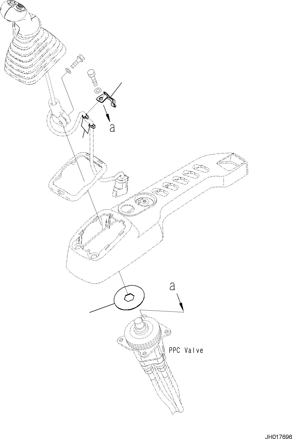 Komatsu parts book diagram for PC170LC-11 S/N F40001 AND UP: CAB, FLOOR, WORK EQUIPMENT CONTROL LEVER, R.H. (2/2)