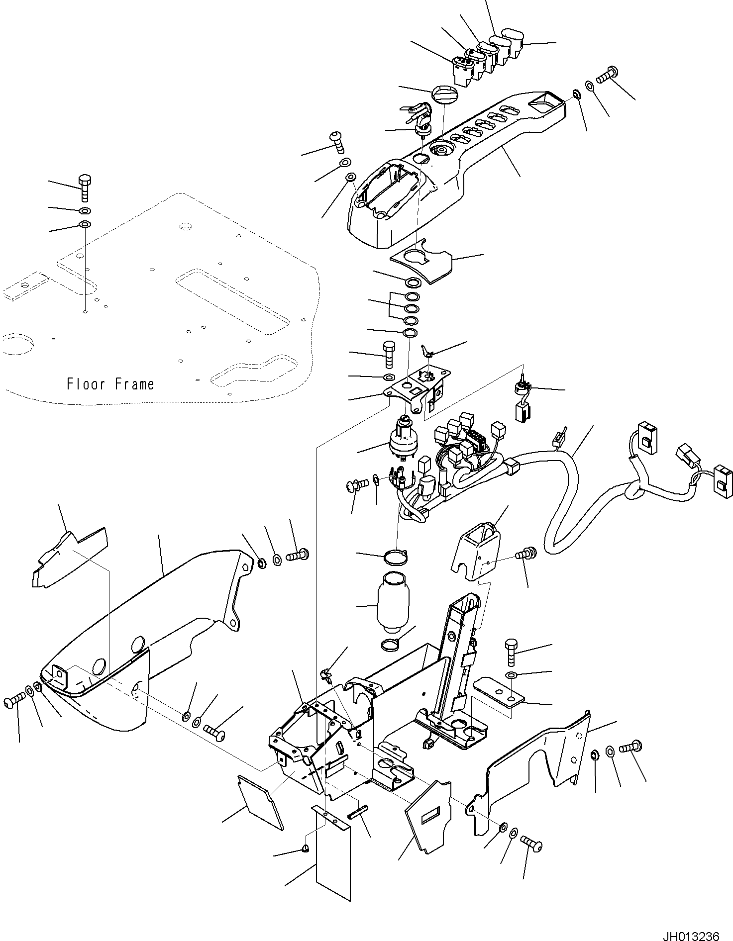 Komatsu parts book diagram for PC170LC-11 S/N F40001 AND UP: CAB, FLOOR, CONSOLE, R.H.