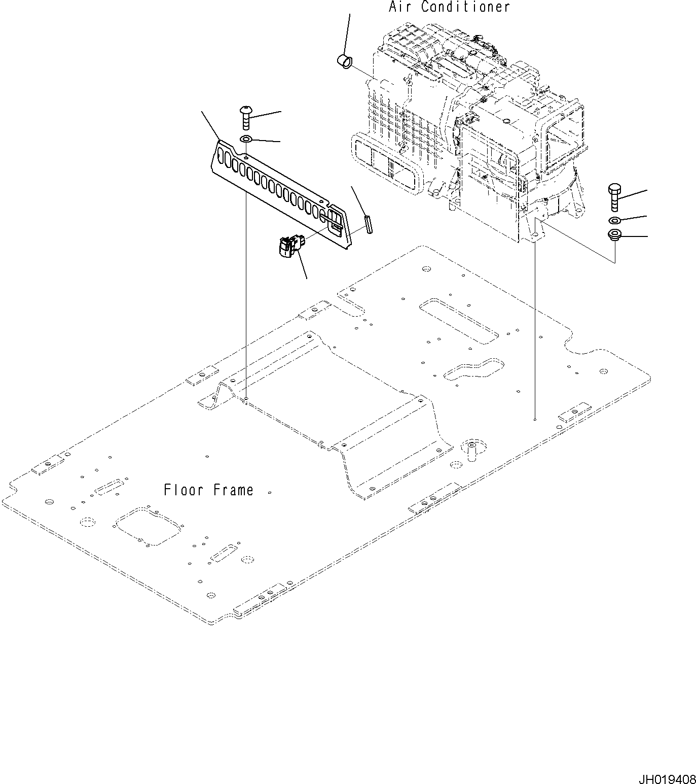 Komatsu parts book diagram for PC170LC-11 S/N F40001 AND UP: CAB, FLOOR, AIR CONDITIONER MOUNTING AND SECONDARY ENGINE STOP SWITCH