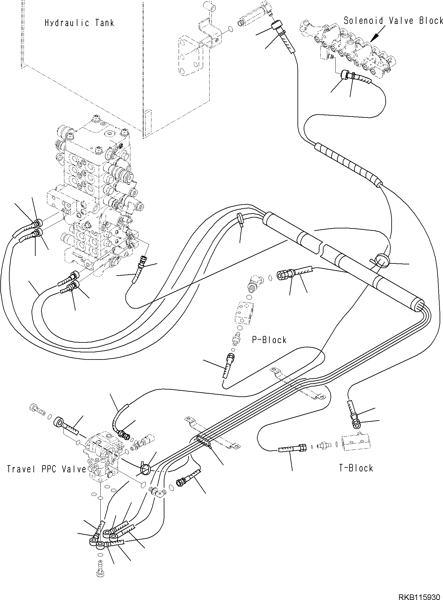 Komatsu parts book diagram for PC170LC-11 S/N F40001 AND UP: CAB, FLOOR, PPC VALVE FOR TRAVEL (3/3)