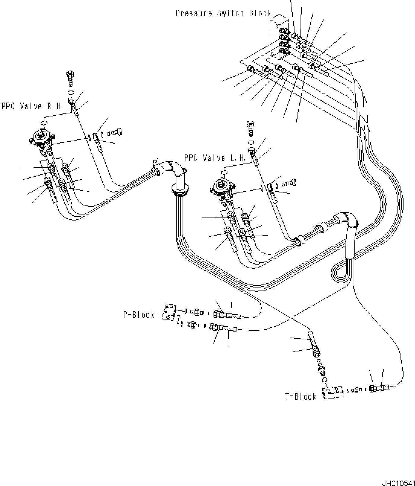 Komatsu parts book diagram for PC170LC-11 S/N F40001 AND UP: CAB, FLOOR, PPC VALVE PIPING FOR WORK EQUIPMENT