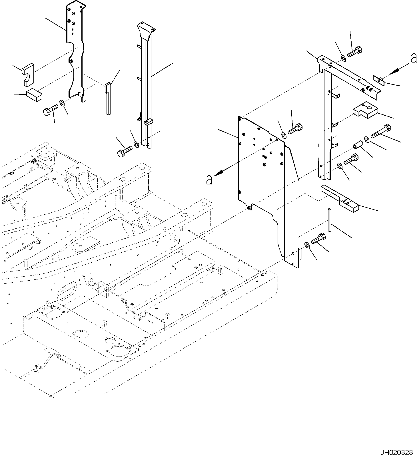 Komatsu parts book diagram for PC170LC-11 S/N F40001 AND UP: FRAME, FRAME, (1/2)