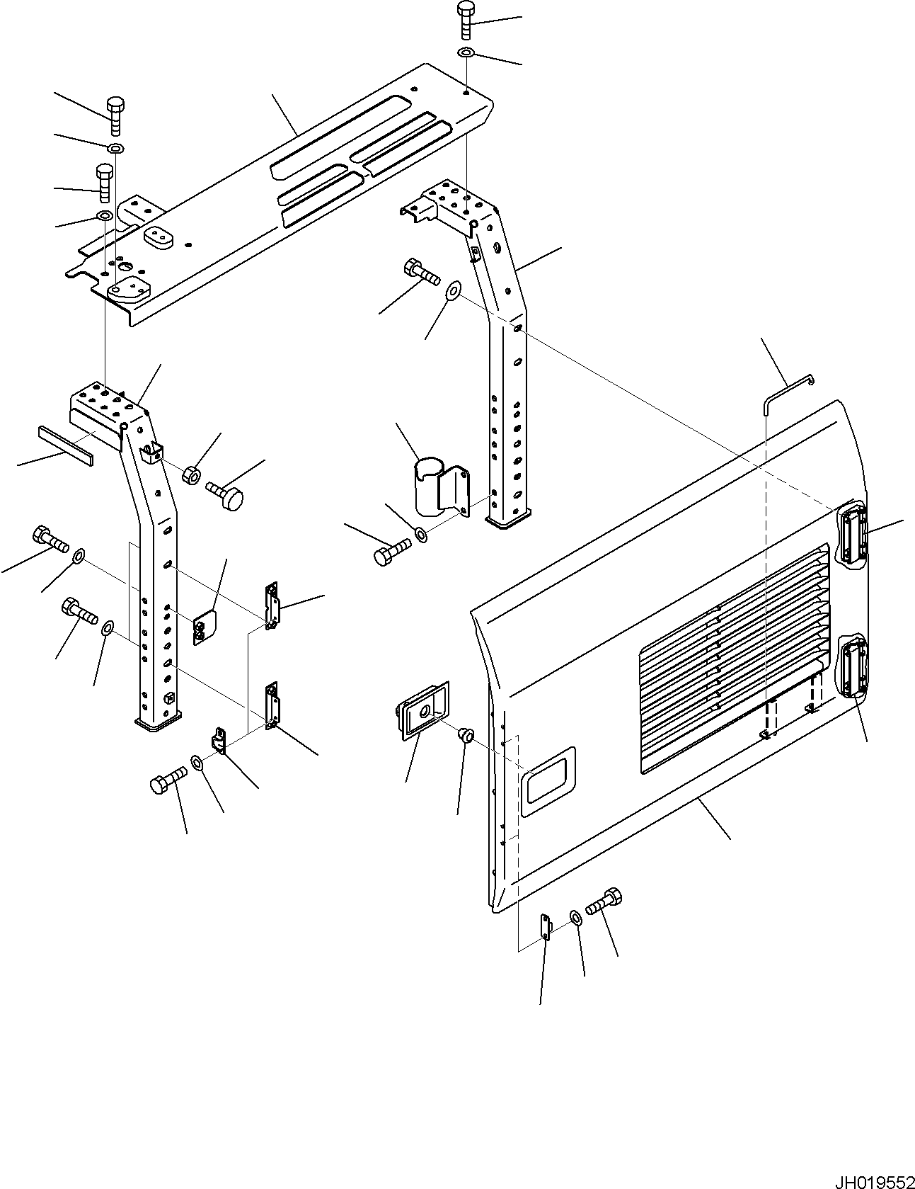 Komatsu parts book diagram for PC170LC-11 S/N F40001 AND UP: SIDE COVER L.H., SIDE COVER L.H., (1/2)