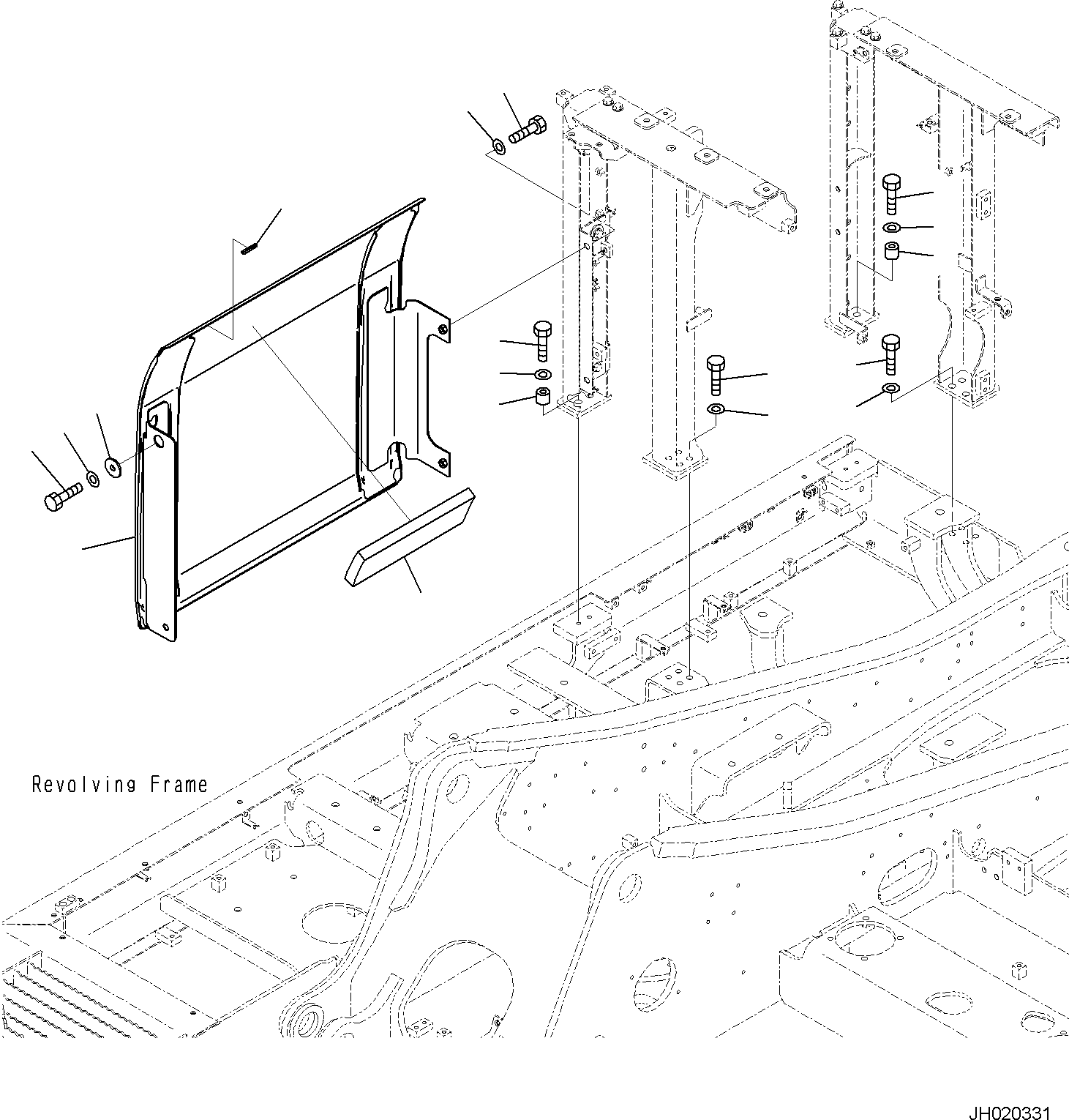 Komatsu parts book diagram for PC170LC-11 S/N F40001 AND UP: SIDE COVER R.H., COVER