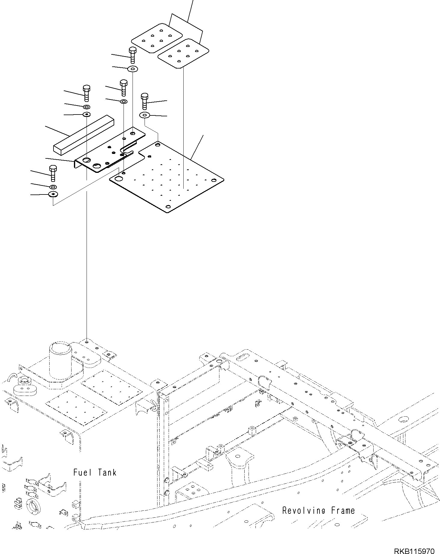 Komatsu parts book diagram for PC170LC-11 S/N F40001 AND UP: UPPER COVER, COVER