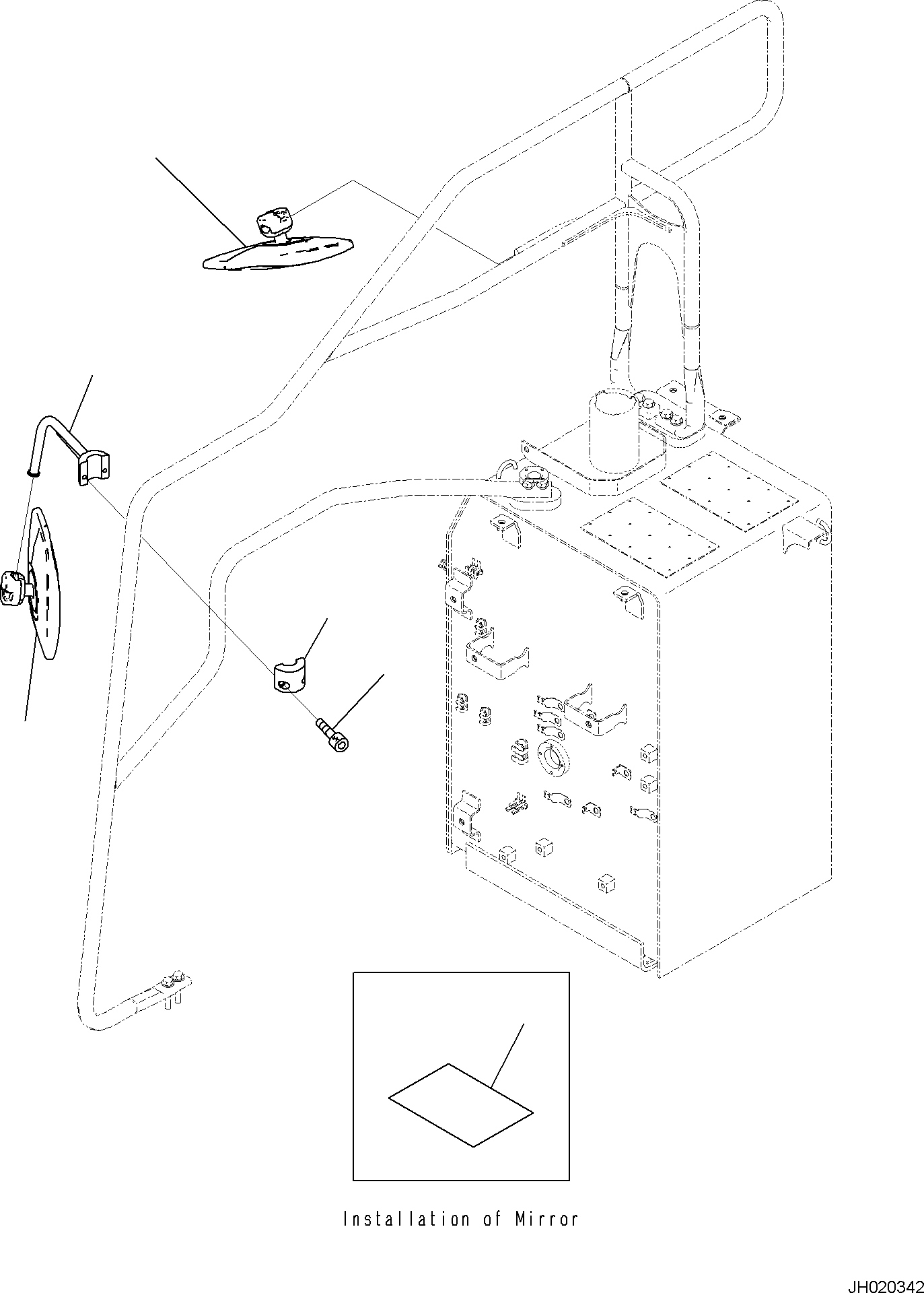 Komatsu parts book diagram for PC170LC-11 S/N F40001 AND UP: REARVIEW MIRROR R.H.