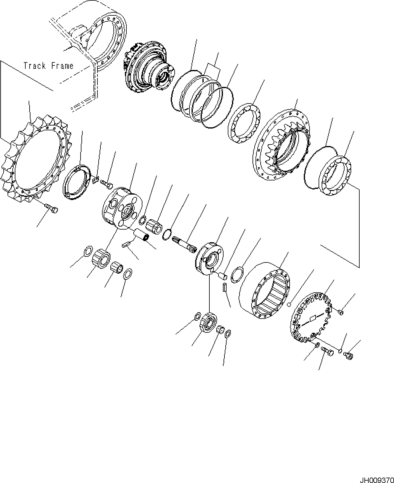 Komatsu parts book diagram for PC170LC-11 S/N F40001 AND UP: TRAVEL MOTOR AND FINAL DRIVE, 1ST AND 2ND CARRIER, L.H.