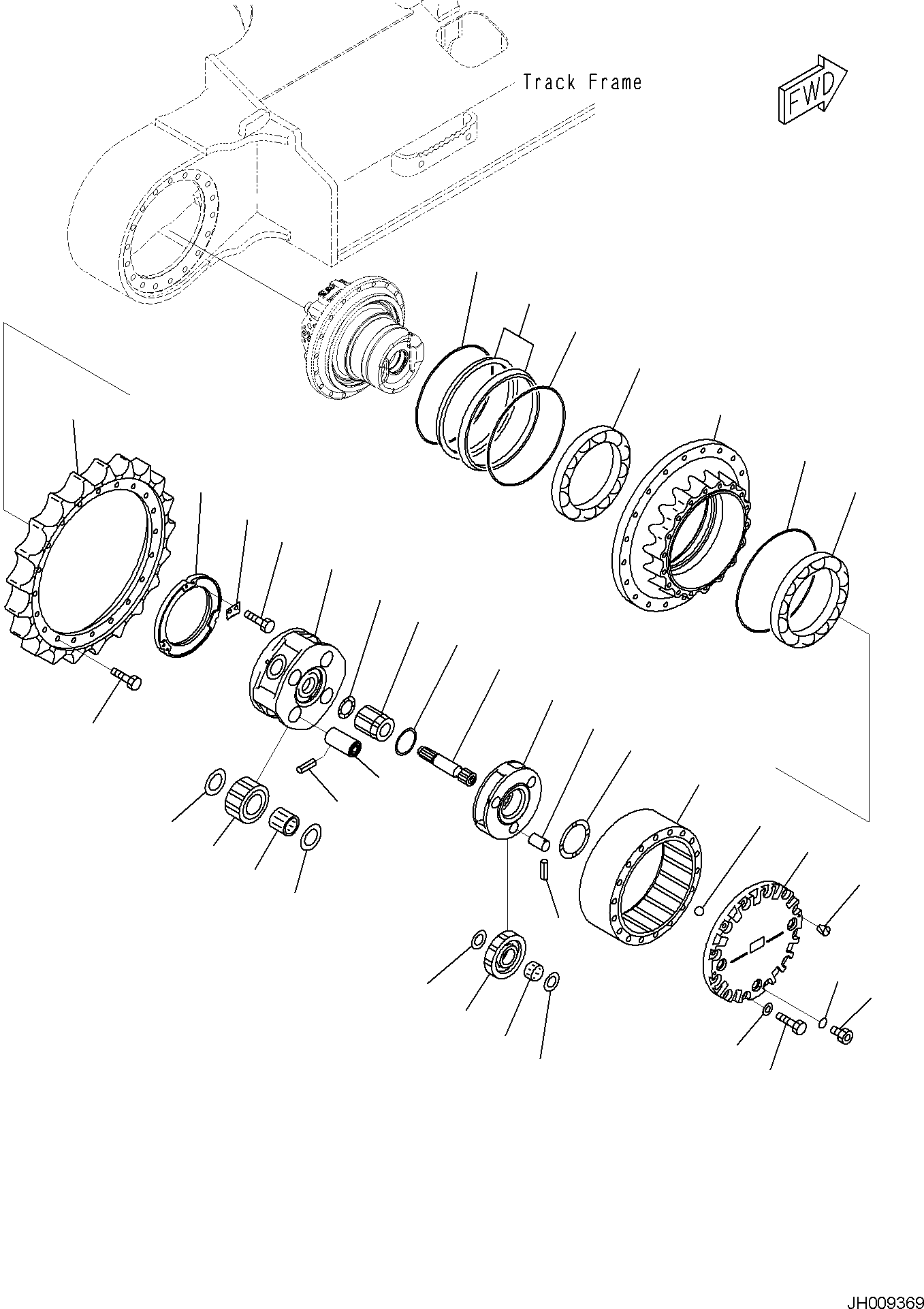 Komatsu parts book diagram for PC170LC-11 S/N F40001 AND UP: TRAVEL MOTOR AND FINAL DRIVE, 1ST AND 2ND CARRIER, R.H.