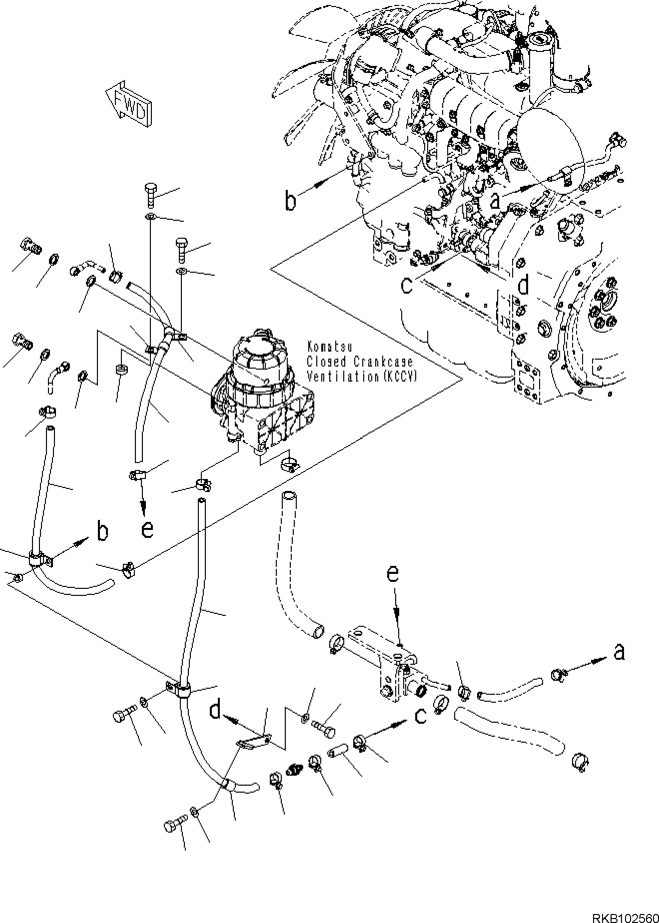 Excavators Komatsu / PC170LC-10 S/N F30003 AND UP(PC170LC0) / AIR INTAKE PIPING (PIPING) (2/2)(B0200-001003 : B0200-001003)