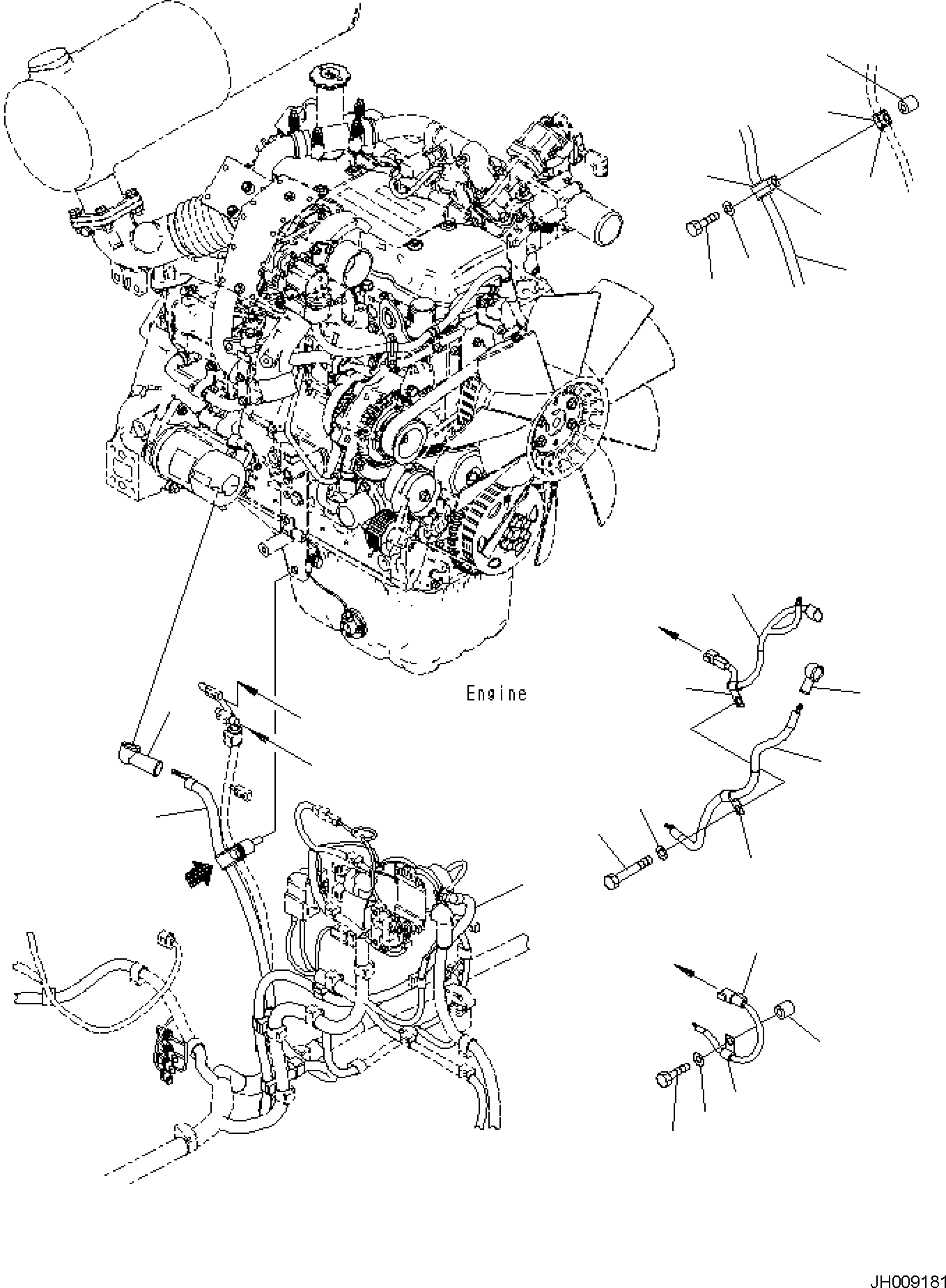 Excavators Komatsu / PC170LC-10 S/N F30003 AND UP(PC170LC0) / ELECTRIC WIRING HARNESS (OVERLOAD ALARM) (ENGINE WIRING HARNESS) (1/2)(E0200-001005 : E0200-001005)