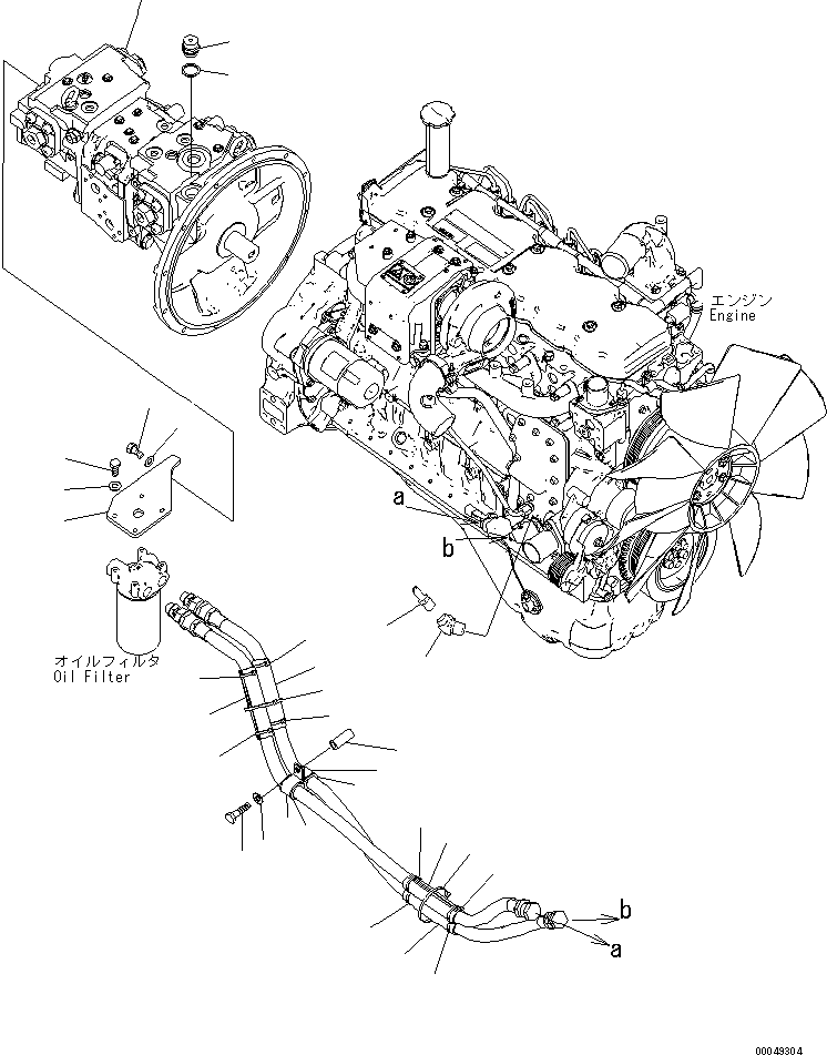 Komatsu parts book diagram for PC200-8M0 / PC200LC-8M0 S/N B50001 AND UP: FILTER REMOTE PIPING AND MAIN PUMP