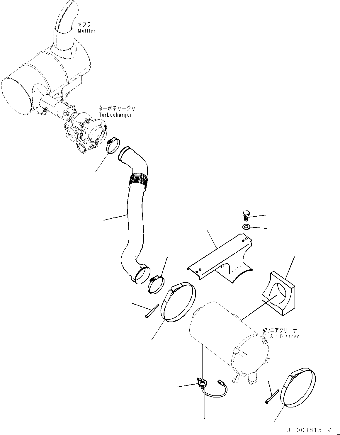 Komatsu parts book diagram for PC200-8M0 / PC200LC-8M0 S/N B50001 AND UP: AIR INTAKE CONNECTOR, AIR CLEANER RELATED PARTS