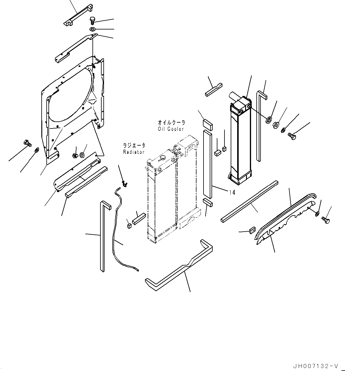 Komatsu parts book diagram for PC200-8M0 / PC200LC-8M0 S/N B50001 AND UP: COOLING SYSTEM, AFTERCOOLER AND SHROUD