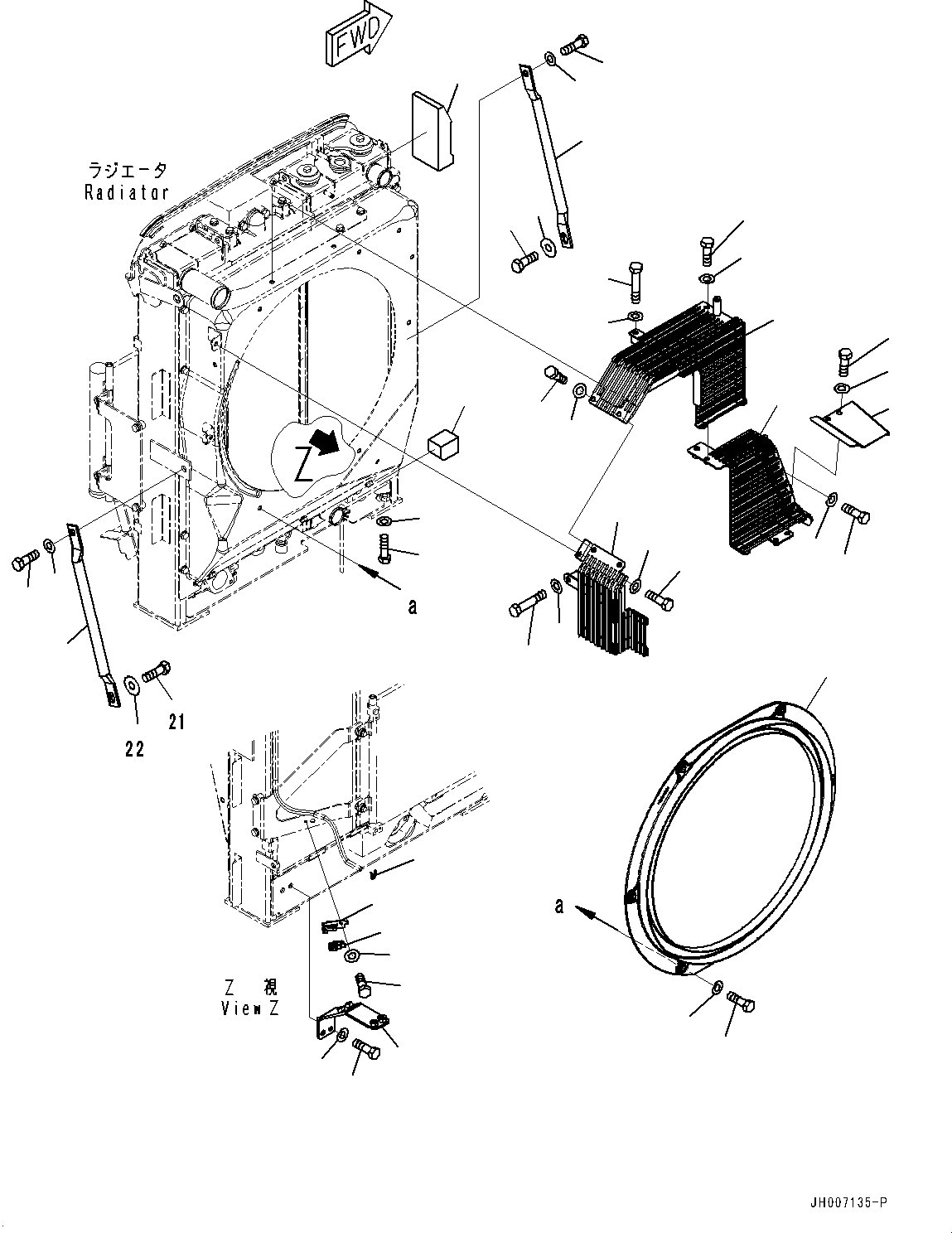 Komatsu parts book diagram for PC200-8M0 / PC200LC-8M0 S/N B50001 AND UP: COOLING SYSTEM, FAN GUARD