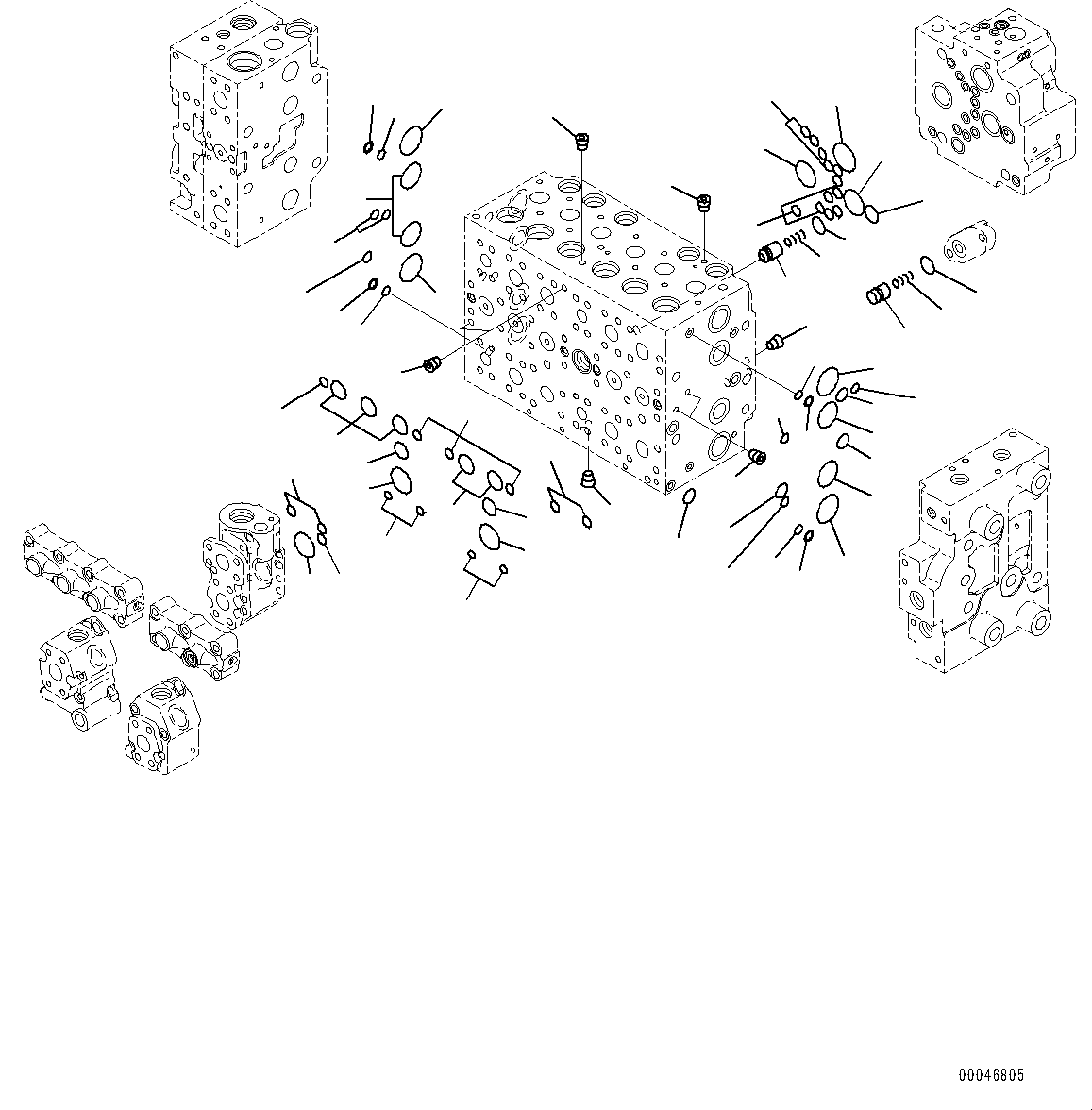 Komatsu parts book diagram for PC200-8M0 / PC200LC-8M0 S/N B50001 AND UP: CONTROL VALVE, 6-SPOOL, LOCK (5/19)
