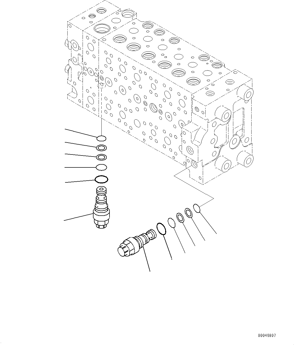 Komatsu parts book diagram for PC200-8M0 / PC200LC-8M0 S/N B50001 AND UP: CONTROL VALVE, 6-SPOOL, LOCK (8/19)