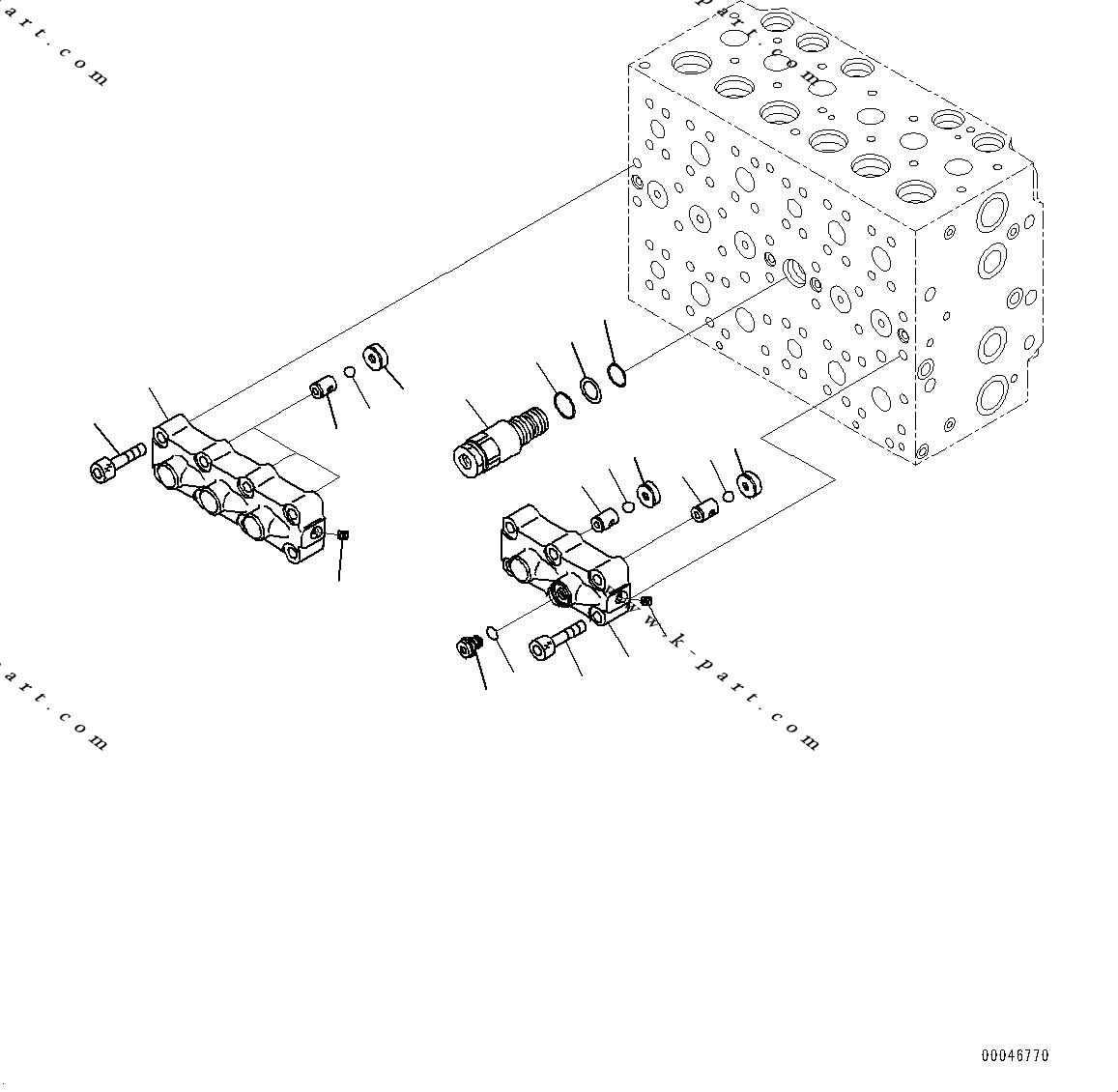 Komatsu parts book diagram for PC200-8M0 / PC200LC-8M0 S/N B50001 AND UP: CONTROL VALVE, 6-SPOOL, LOCK (10/19)