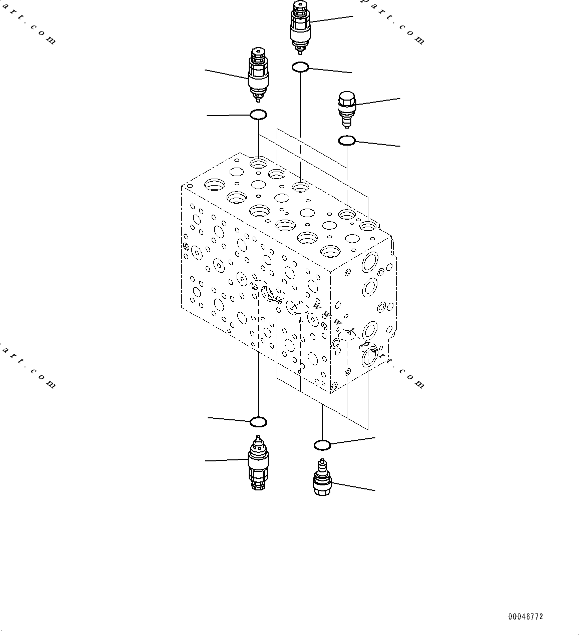 Komatsu parts book diagram for PC200-8M0 / PC200LC-8M0 S/N B50001 AND UP: CONTROL VALVE, 7-SPOOL, WITH 1-SERVICE VALVE (12/20)