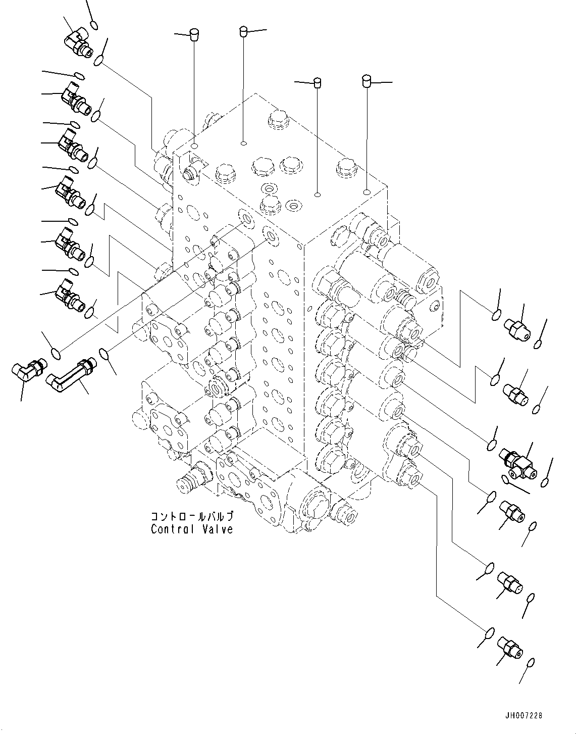 Komatsu parts book diagram for PC200-8M0 / PC200LC-8M0 S/N B50001 AND UP: CONTROL VALVE, CONNECTING PARTS, LOCK (1/2)