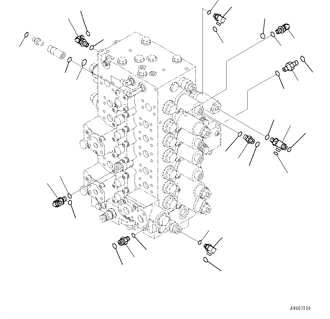 Komatsu parts book diagram for PC200-8M0 / PC200LC-8M0 S/N B50001 AND UP: CONTROL VALVE, CONNECTING PARTS, LOCK (2/2)