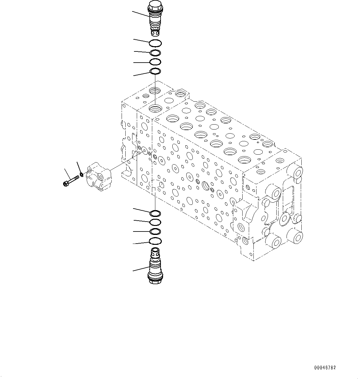 Komatsu parts book diagram for PC200-8M0 / PC200LC-8M0 S/N B50001 AND UP: CONTROL VALVE, 7-SPOOL, WITH 1-SERVICE VALVE (18/20)