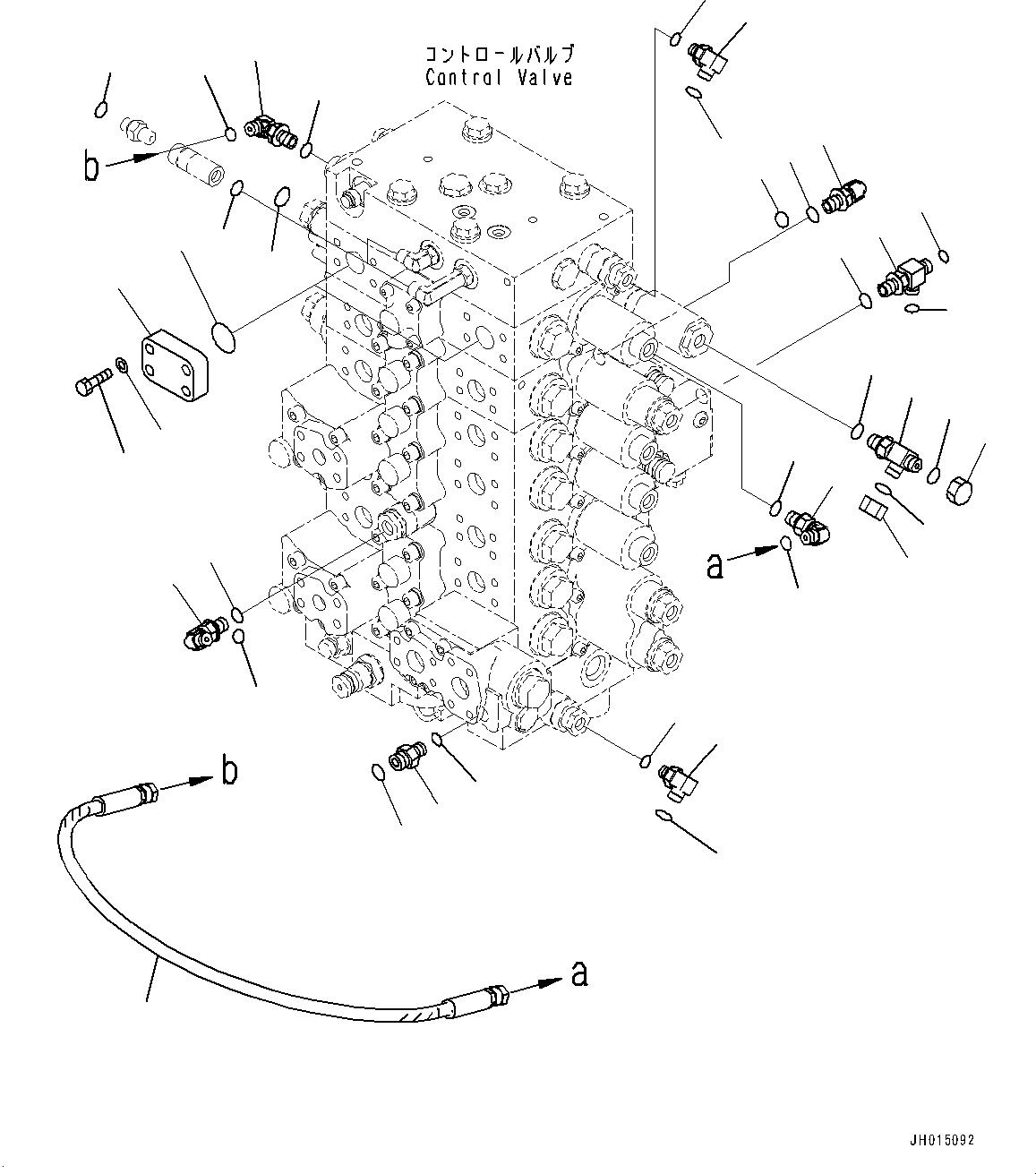 Komatsu parts book diagram for PC200-8M0 / PC200LC-8M0 S/N B50001 AND UP: CONTROL VALVE, CONNECTING PARTS, WITH 1-SERVICE VALVE (2/2)