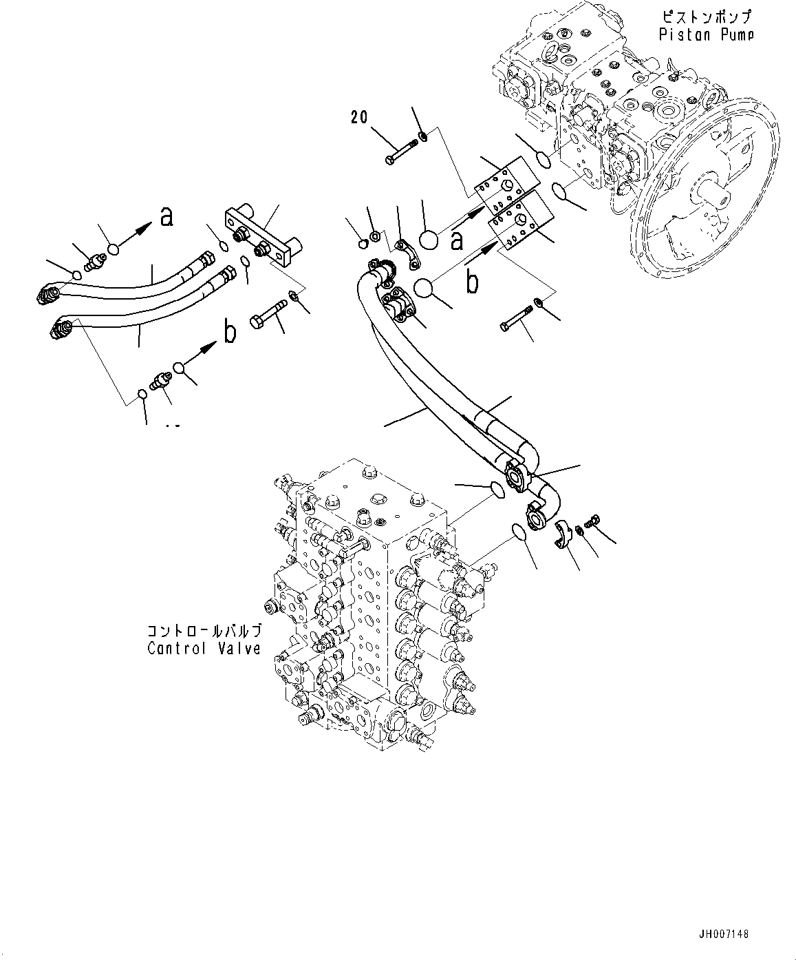 Komatsu parts book diagram for PC200-8M0 / PC200LC-8M0 S/N B50001 AND UP: DELIVERY PIPING