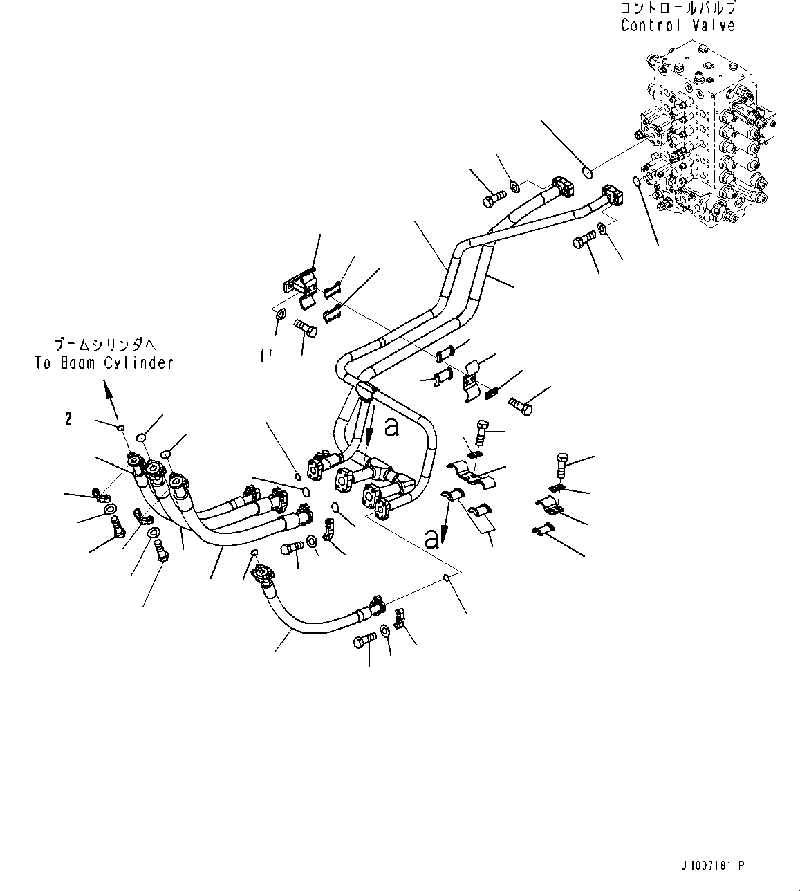 Komatsu parts book diagram for PC200-8M0 / PC200LC-8M0 S/N B50001 AND UP: BOOM PIPING