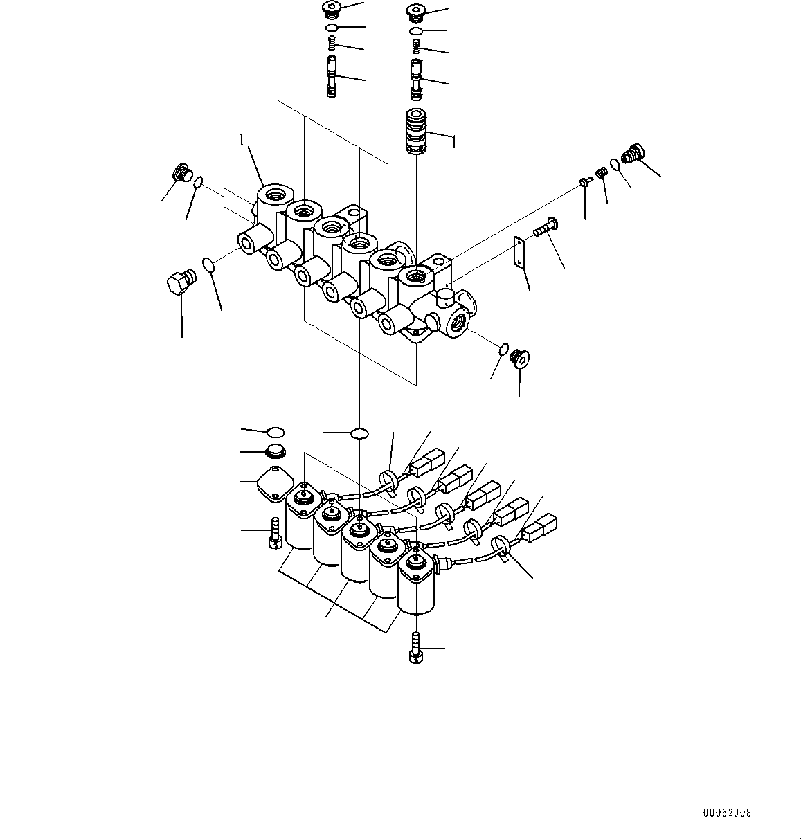Komatsu parts book diagram for PC200-8M0 / PC200LC-8M0 S/N B50001 AND UP: SOLENOID VALVE, INNER PARTS