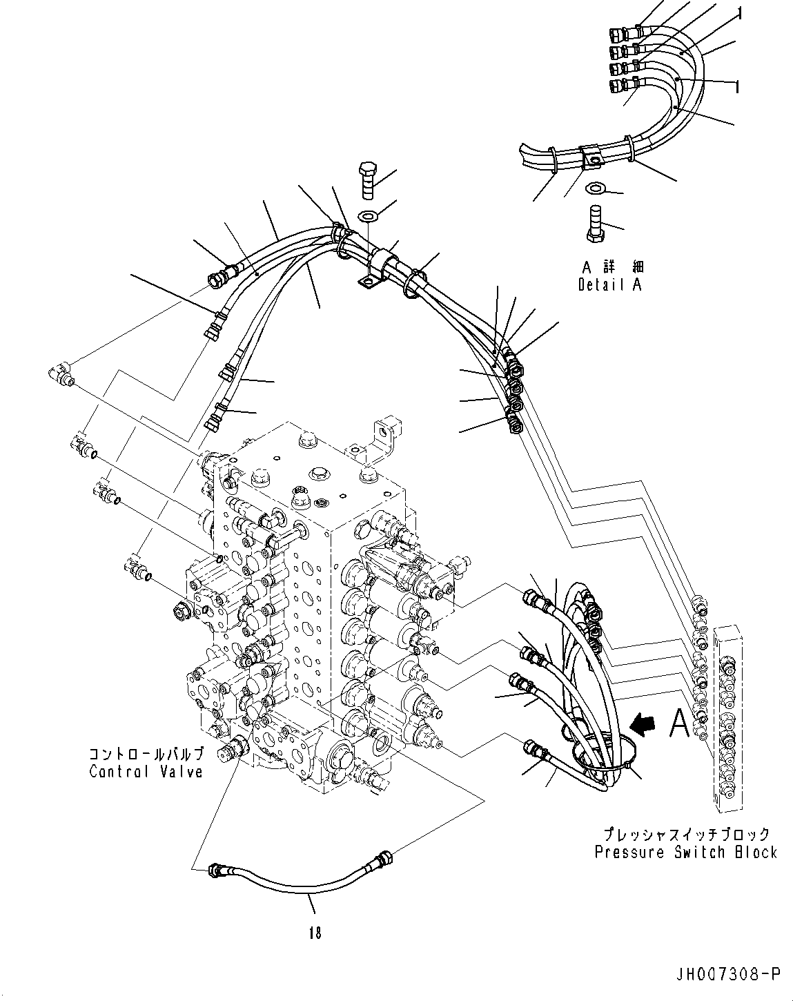 Komatsu parts book diagram for PC200-8M0 / PC200LC-8M0 S/N B50001 AND UP: PROPORTIONAL PRESSURE CONTROL (PPC) VALVE PIPING