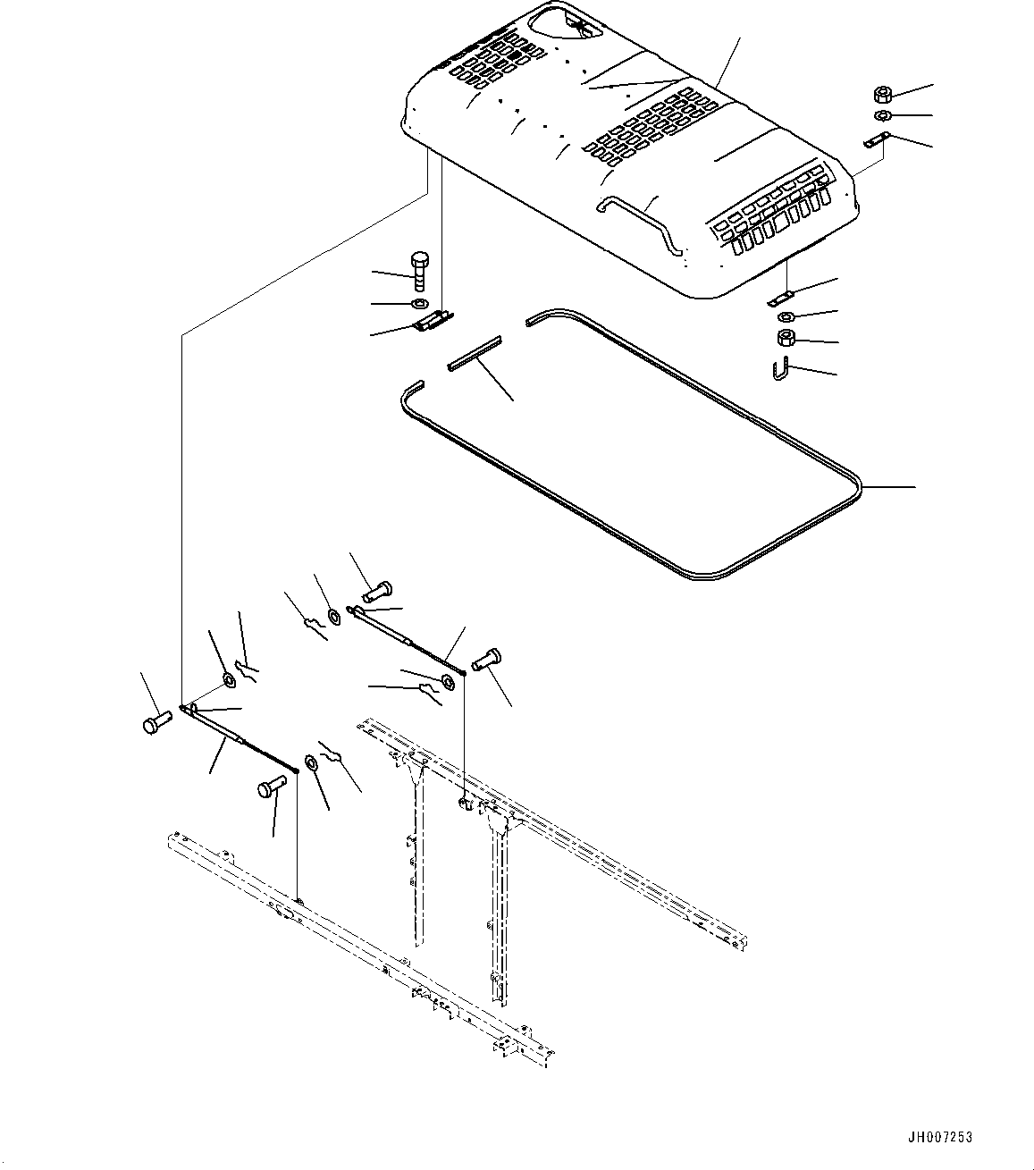 Komatsu parts book diagram for PC200-8M0 / PC200LC-8M0 S/N B50001 AND UP: ENGINE HOOD