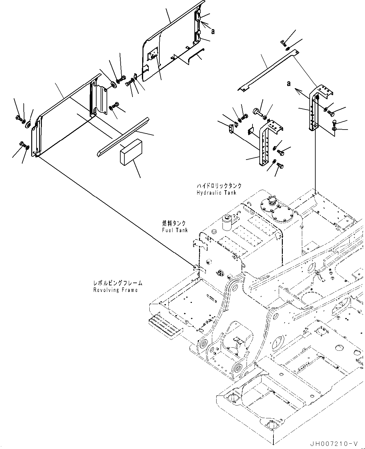 Komatsu parts book diagram for PC200-8M0 / PC200LC-8M0 S/N B50001 AND UP: SIDE COVER R.H., KEY CYLINDER WITH COVER