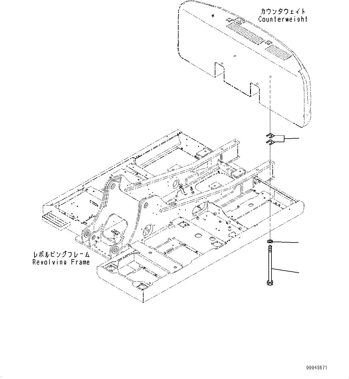 Komatsu parts book diagram for PC200-8M0 / PC200LC-8M0 S/N B50001 AND UP: COUNTERWEIGHT MOUNTING