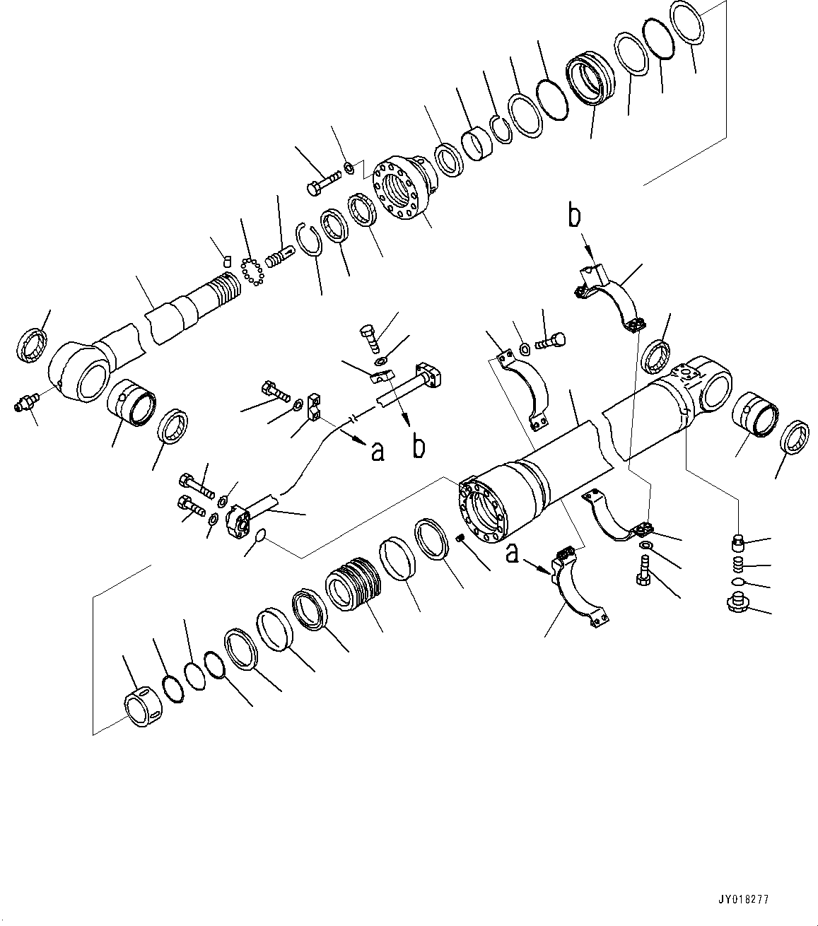 Komatsu parts book diagram for PC200-8M0 / PC200LC-8M0 S/N B50001 AND UP: ARM CYLINDER, 100 HOURS LUBRICATION INTERVAL