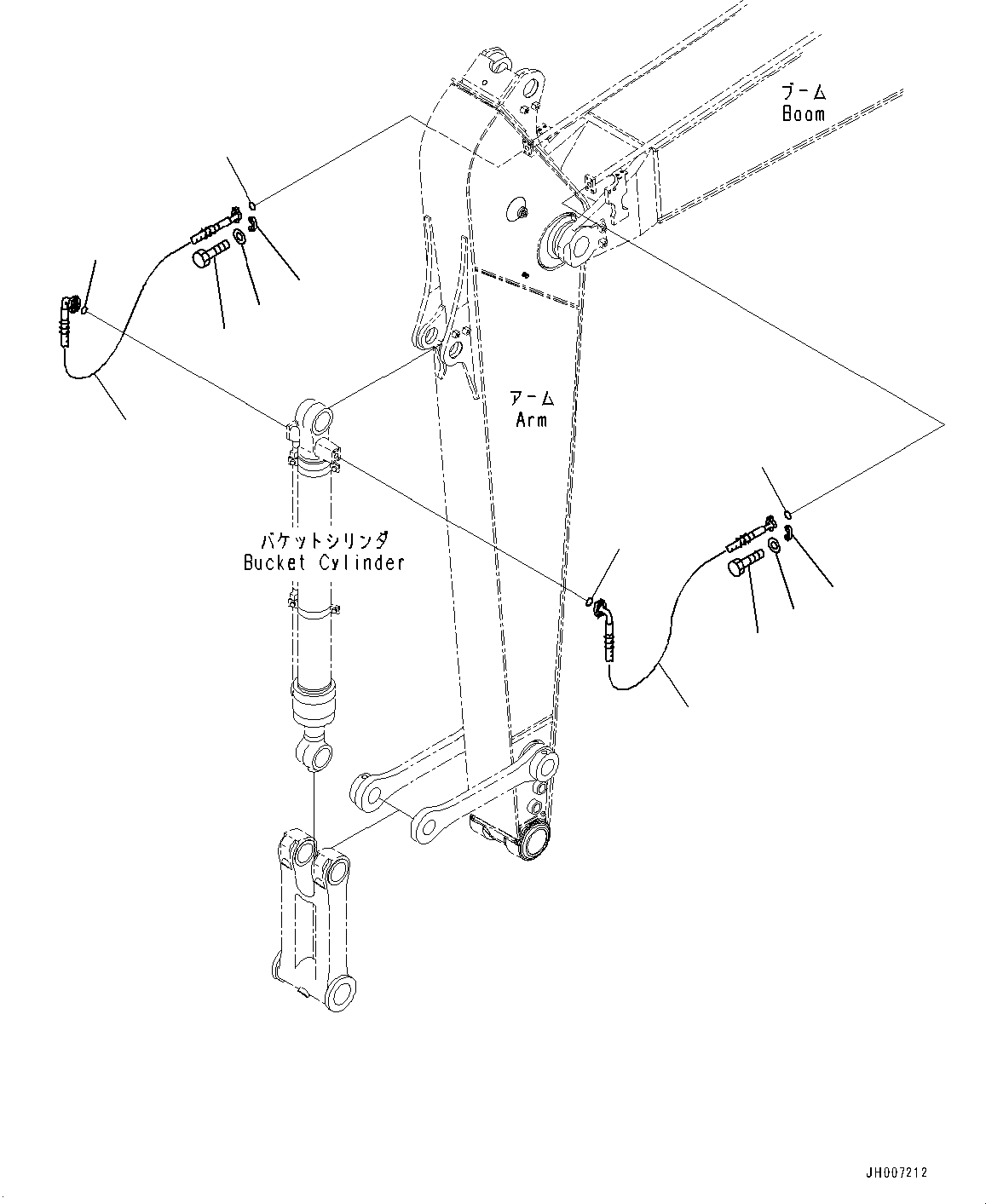 Komatsu parts book diagram for PC200-8M0 / PC200LC-8M0 S/N B50001 AND UP: ARM, BUCKET CYLINDER HOSE (1ST ATT CONTROL)