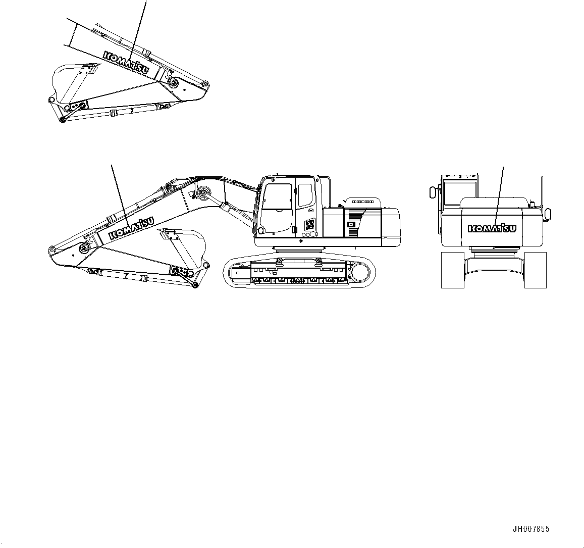 Komatsu parts book diagram for PC200-8M0 / PC200LC-8M0 S/N B50001 AND UP: KOMATSU LOGO, ADDITIONAL