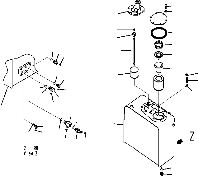 Excavators Komatsu / PC200F-8M0  S/N B10001-UP(PC200FM0) / HYDRAULIC OIL TANK (1/2)(150012 : H0110-01H3)