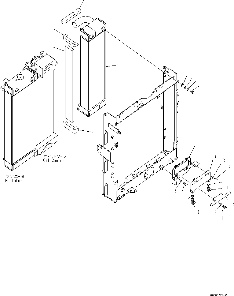 Komatsu parts book diagram for PC200LC-8E0 S/N 1001-UP: COOLING SYSTEM (AFTER COOLER AND OIL COOLER)
