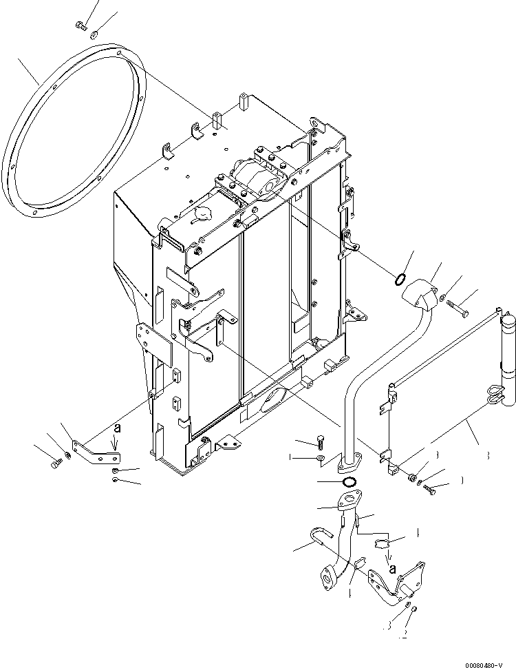 Komatsu parts book diagram for PC200LC-8E0 S/N 1001-UP: COOLING SYSTEM (OIL COOLER PIPING AND CONDENSER)