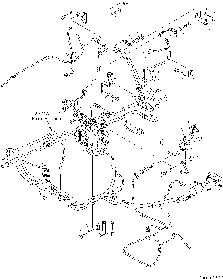 Komatsu parts book diagram for PC200LC-8E0 S/N 1001-UP: ELECTRIC WIRING (MAIN HARNESS) (2/3)