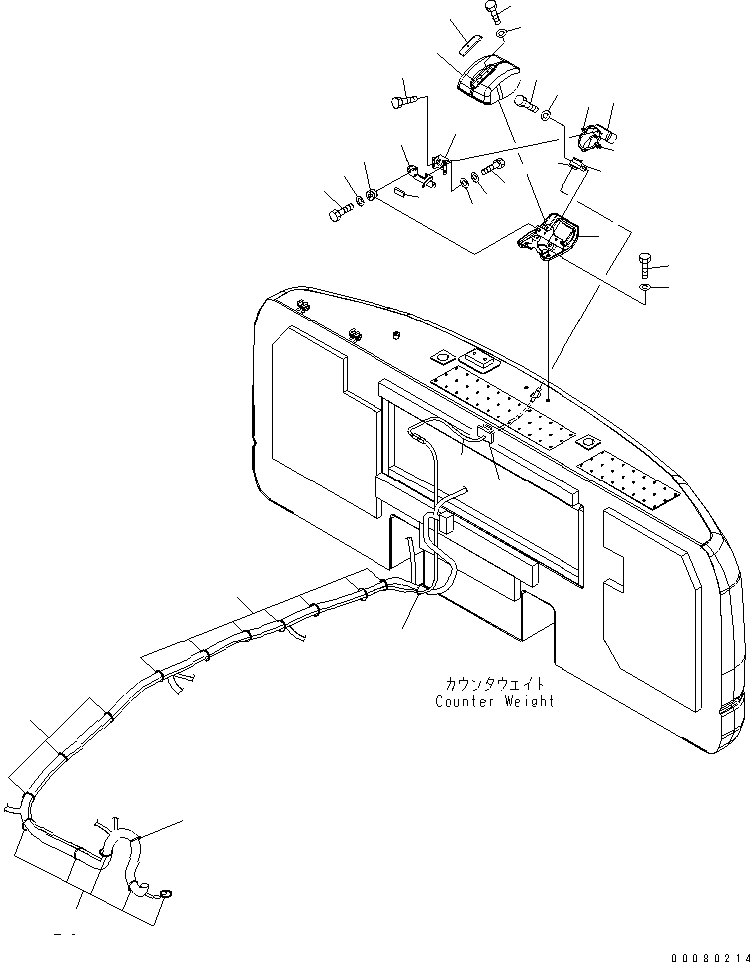 Komatsu parts book diagram for PC200LC-8E0 S/N 1001-UP: REAR VIEW MONITORING SYSTEM (1 CAMERA)