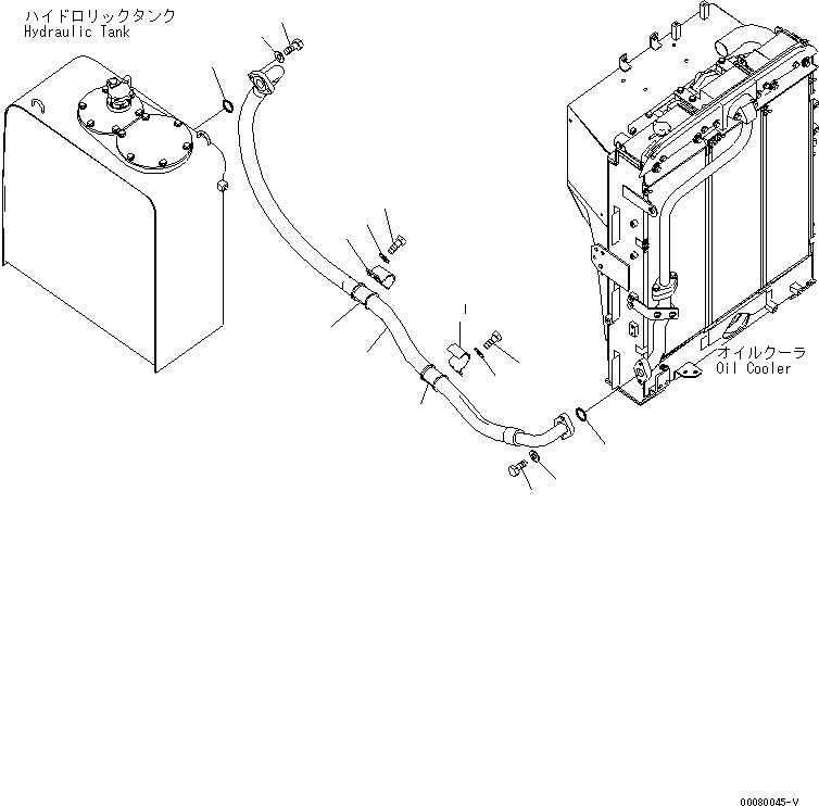 Komatsu parts book diagram for PC200LC-8E0 S/N 1001-UP: OIL COOLER LINES