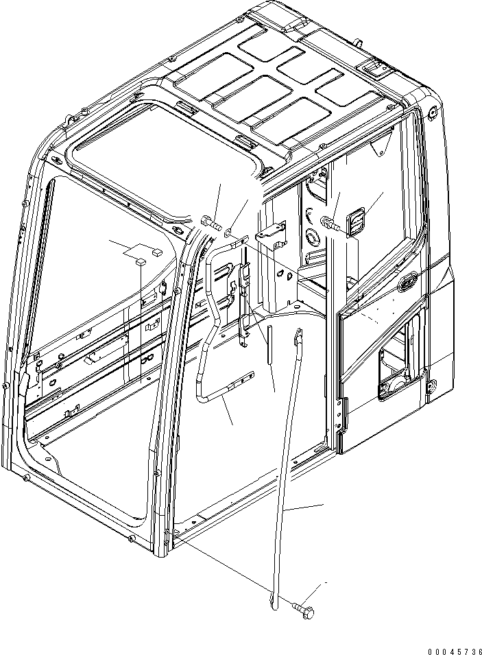 Komatsu parts book diagram for PC200LC-8E0 S/N 1001-UP: OPERATOR'S CAB (PRESSURE VALVE AND GRIP)