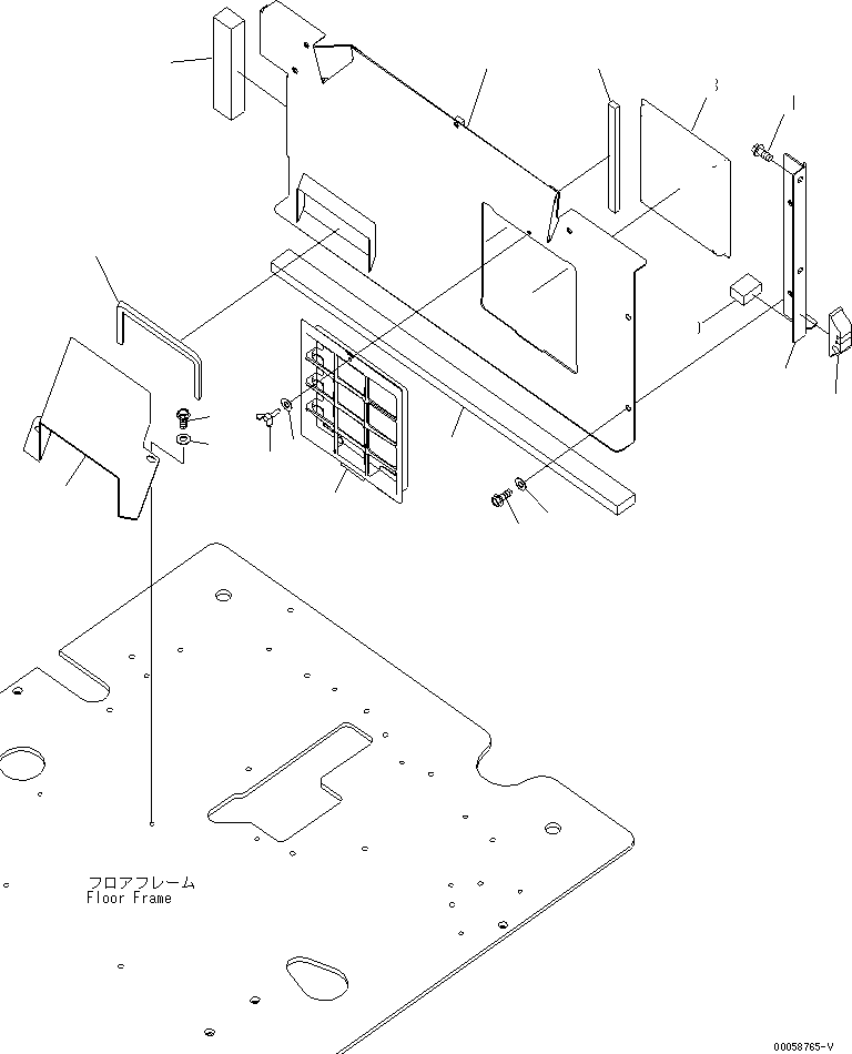 Komatsu parts book diagram for PC200LC-8E0 S/N 1001-UP: OPERATOR'S CAB (CAB IN PARTS) (PARTITION AND FILTER)