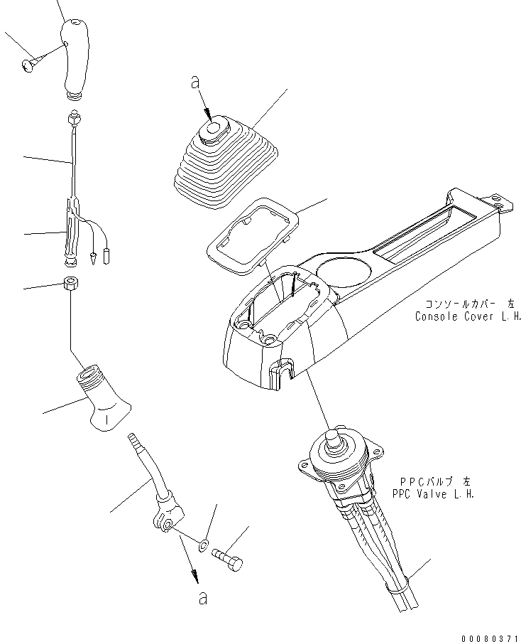 Komatsu parts book diagram for PC200LC-8E0 S/N 1001-UP: OPERATOR'S CAB (FLOOR) (LEVER¤ L.H.)