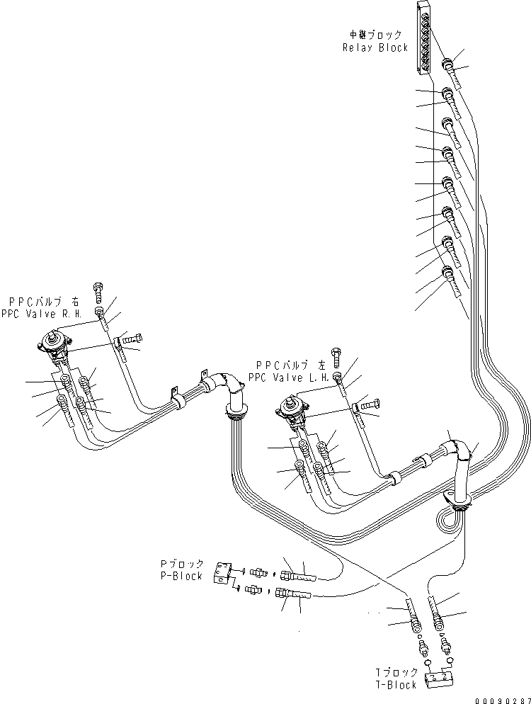 Komatsu parts book diagram for PC200LC-8E0 S/N 1001-UP: OPERATOR'S CAB (FLOOR) (P.P.C. PIPING FOR PILOT VALVE)(#1098-)
